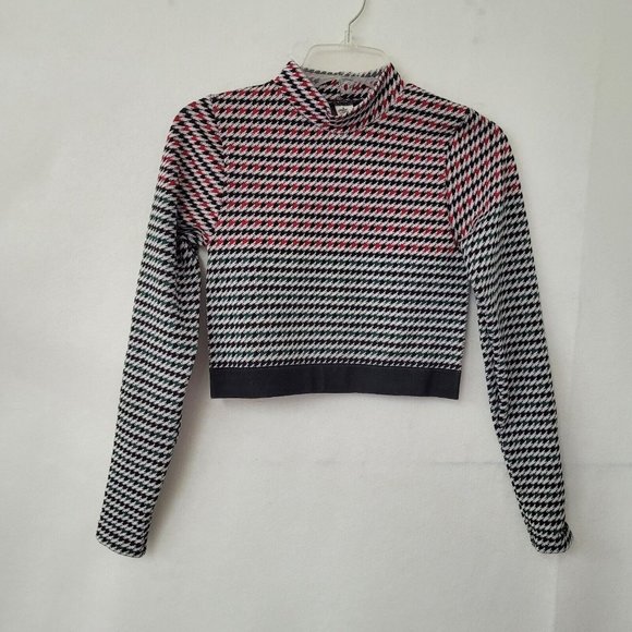 Fabletics Camryn Cropped Top Womens M Houndstooth Seamless Long Sleeve - Picture 2 of 12